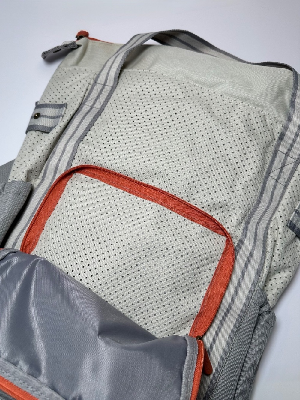 Thirty-One Day Away Backpack Whisper Grey Colorblock | Large Travel Diaper Bag - Picture 2 of 6